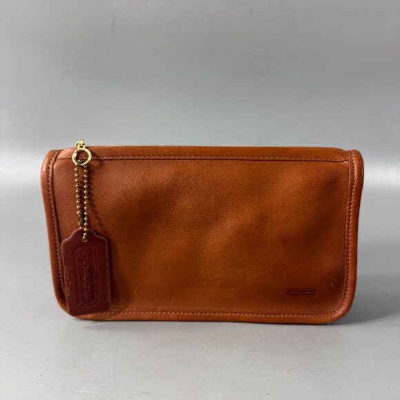 Vintage Coach Tan Leather Makeup Bag/Pouch - Picture 1 of 14
